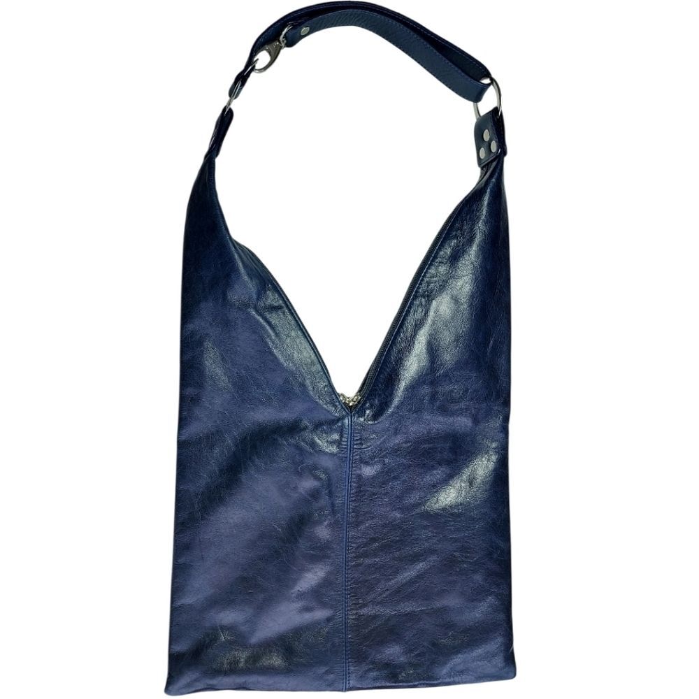Cristina Leizzarrague Boho- Chic Leather Bag Navy Blue RARE FIND! - Picture 5 of 16